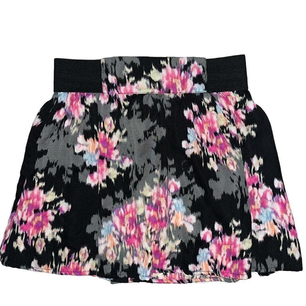 Joe B by Joe Benbasset Floral Mini Skirt Black Pink Abstract Print Medium